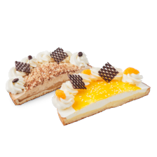 Cappuccino of sinas-mandarijn kwarkvlaai